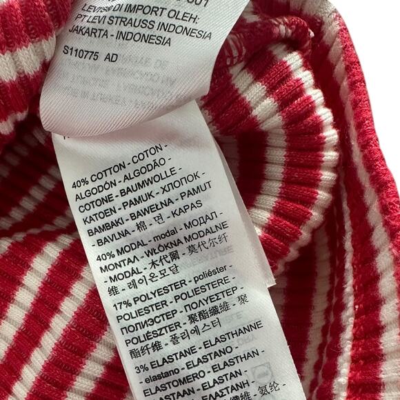 Levi’s Red and White Striped Cardigan V Neck Top - Picture 4 of 4